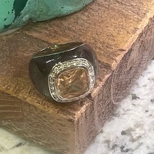 Faux Citrine enamel ring